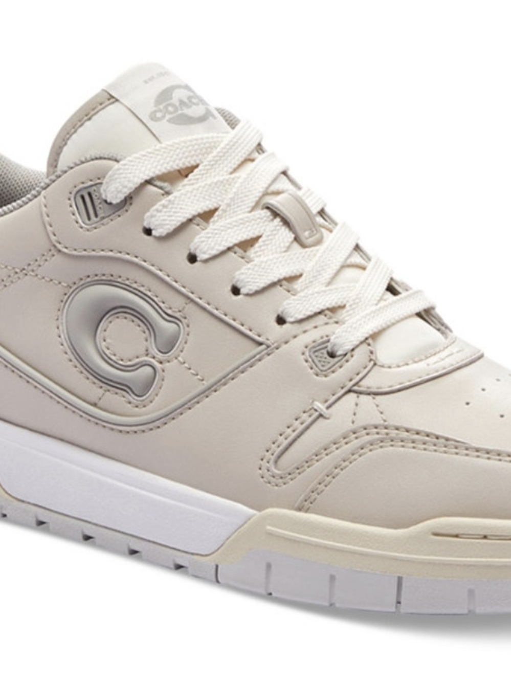 Coach Men’s Leather Low-Top Sneakers in Light Gray - Picture 3 of 8
